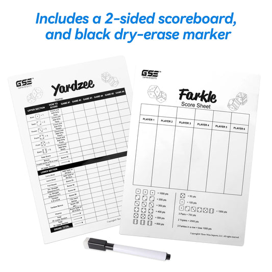 Premium Giant Outdoor Dice Game Set with Yardzee & Farkle Scorecard
