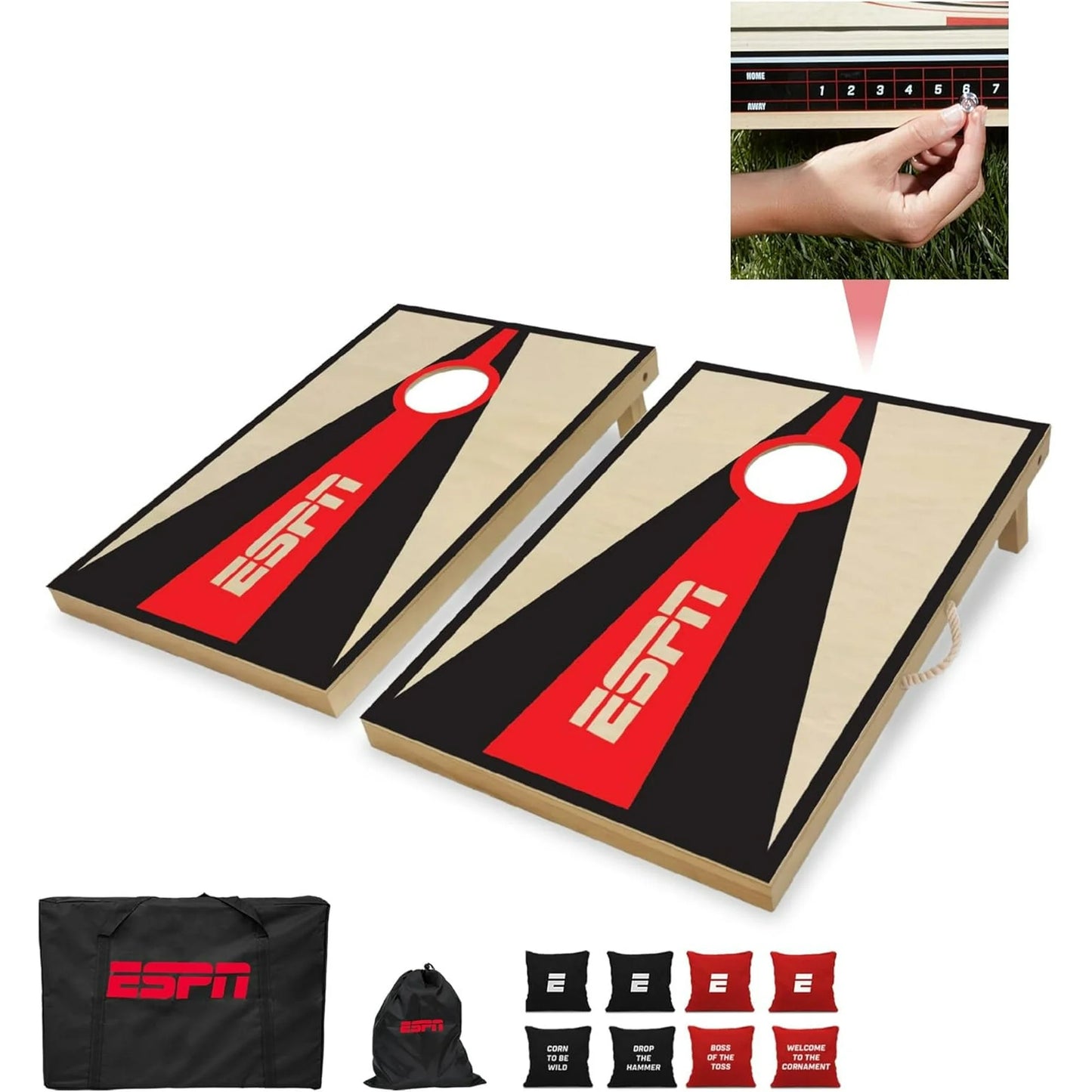 ESPN Cornhole Board Set, 2 x 3 Feet Solid Wood Cornhole Board